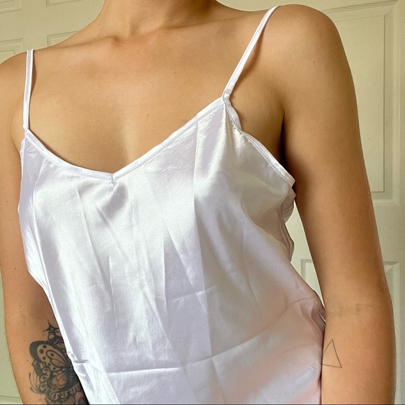 White Satin Slip Dress - Picture 4 of 5